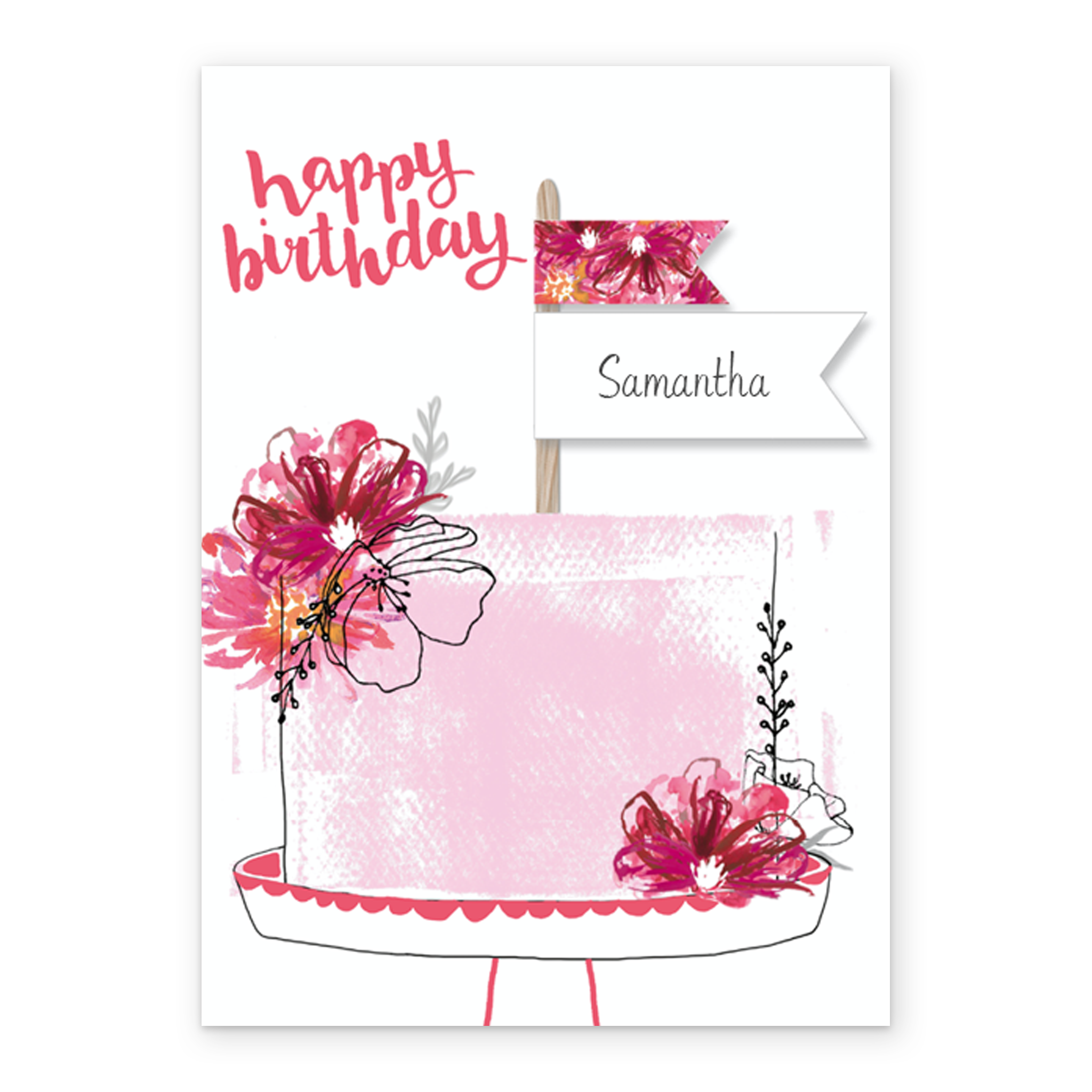 Personalised Cake And Flowers Happy Birthday Card – Hallmark