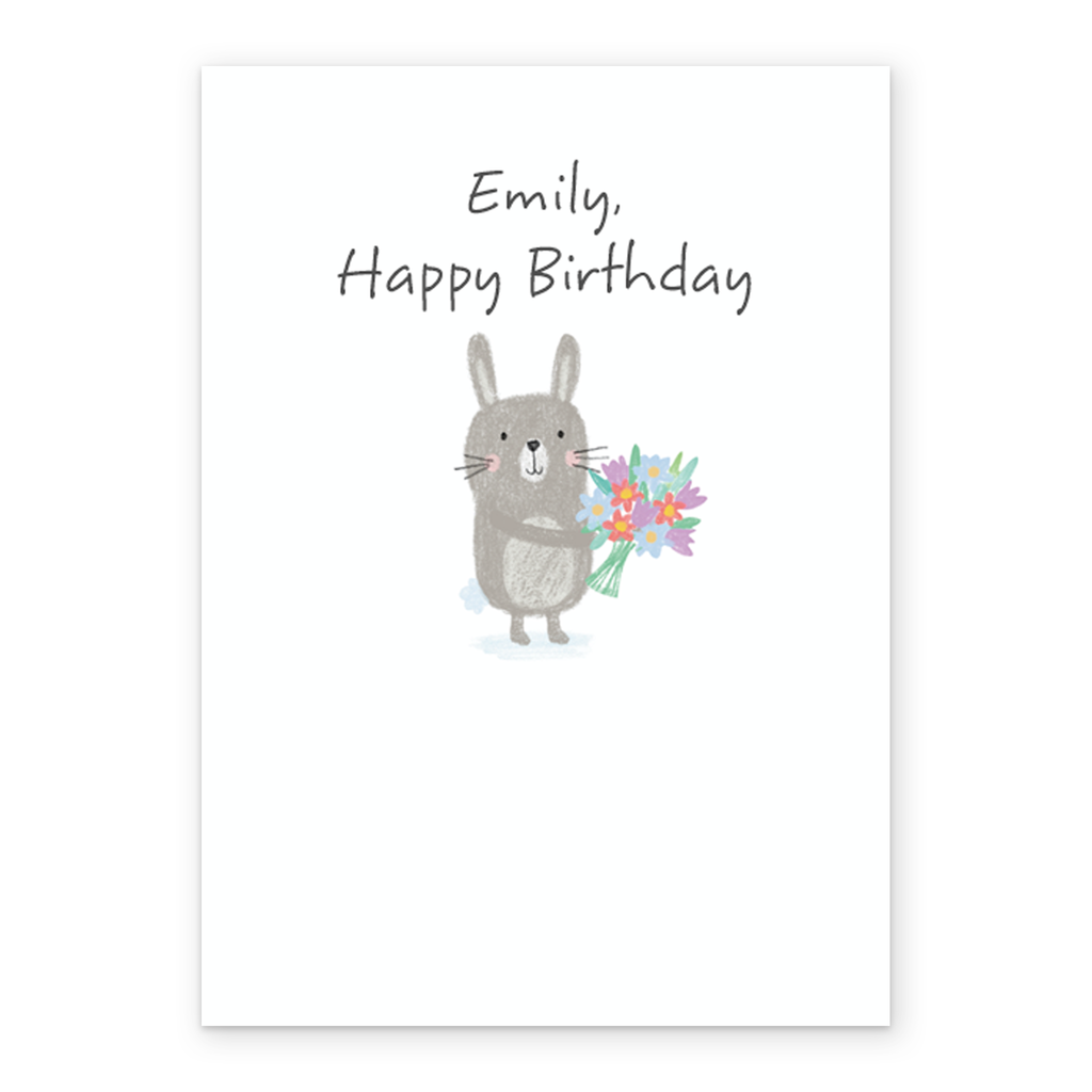 Personalised Cute Rabbit Happy Birthday Card – Hallmark