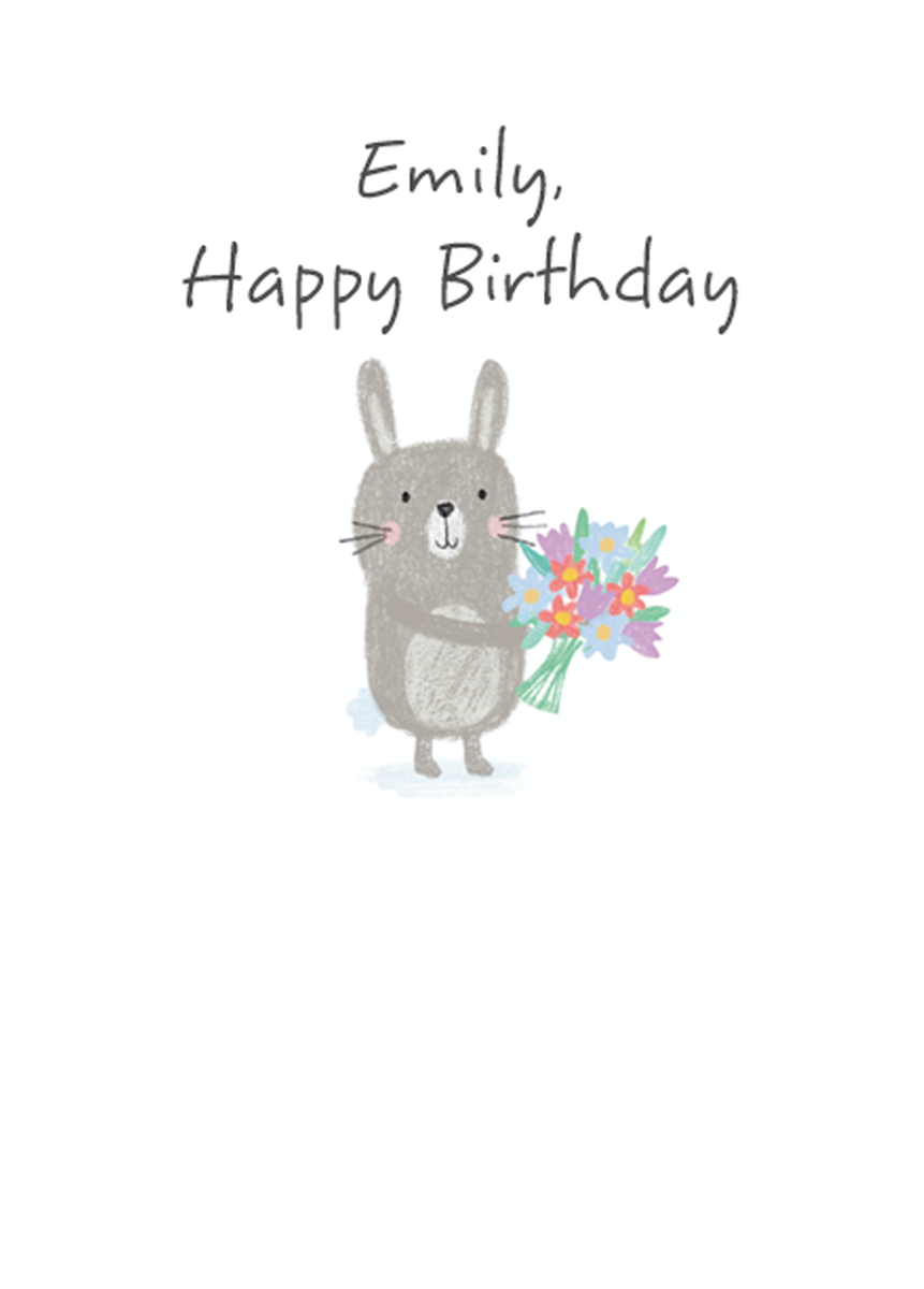 Personalised Cute Rabbit Happy Birthday Card – Hallmark
