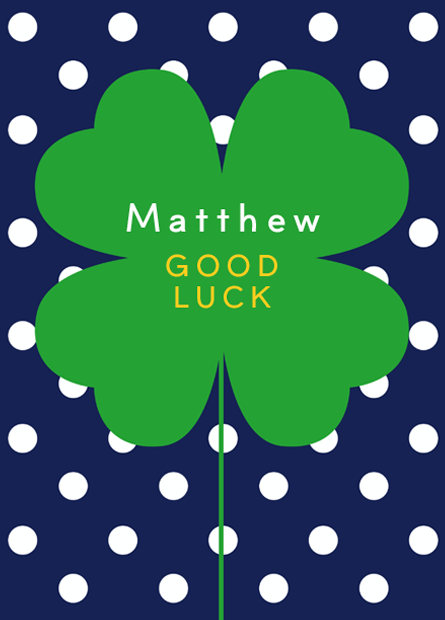 Personalised Good Luck Four Leaf Clover Editable Card – Hallmark