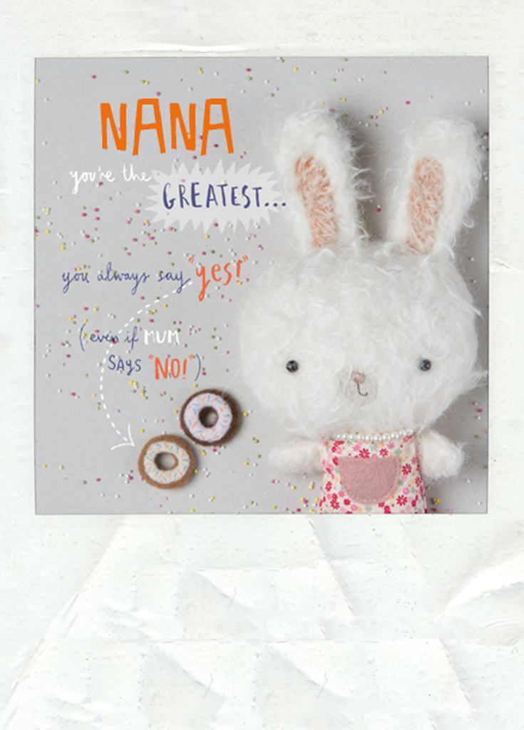 Personalised Cute Birthday Editable Fuzzy Bunny Rabbit Card For Nana ...