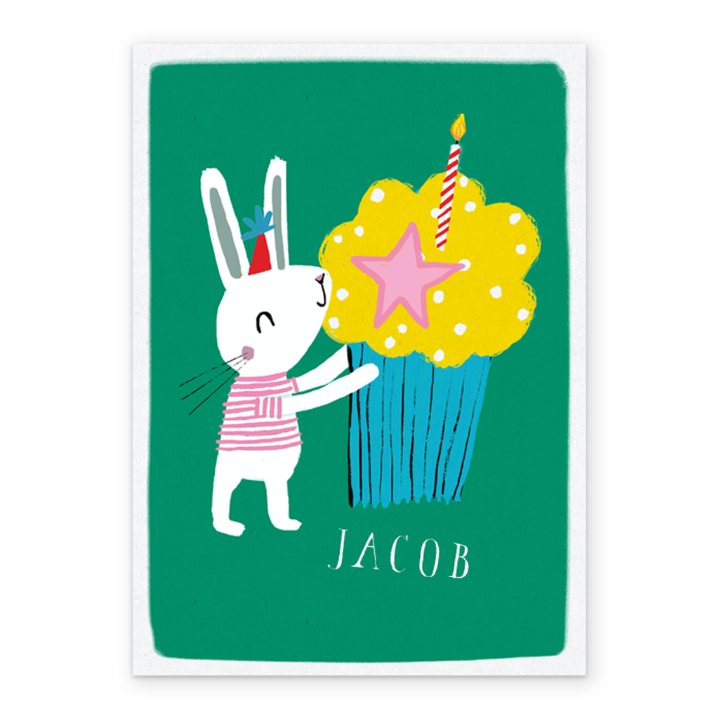 Personalised Birthday Fun Bunny Rabbit Cupcake Card – Hallmark