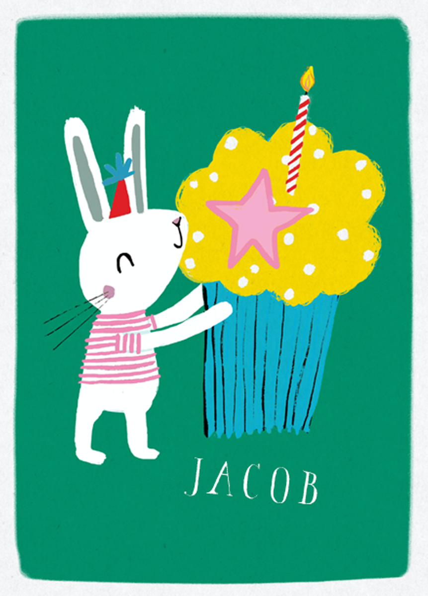 Personalised Birthday Fun Bunny Rabbit Cupcake Card – Hallmark
