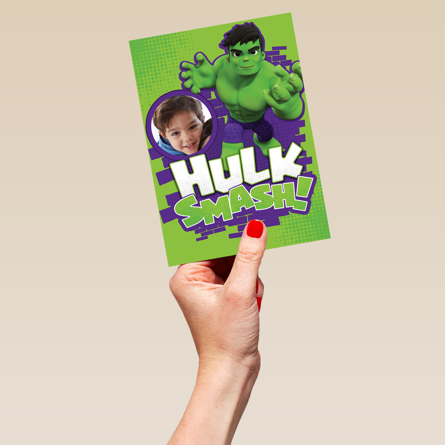 Hulk Mini Card Personalised Marvel Hulk Photo Birthday Card – Hallmark