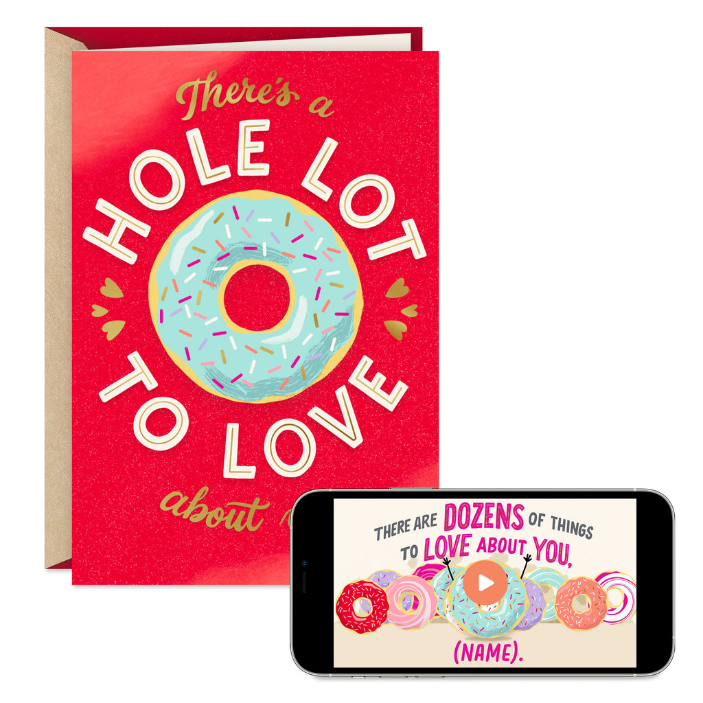 Video Greeting Valentine's Day Card - 'Donut and Hearts Hole Lot to Love' Design