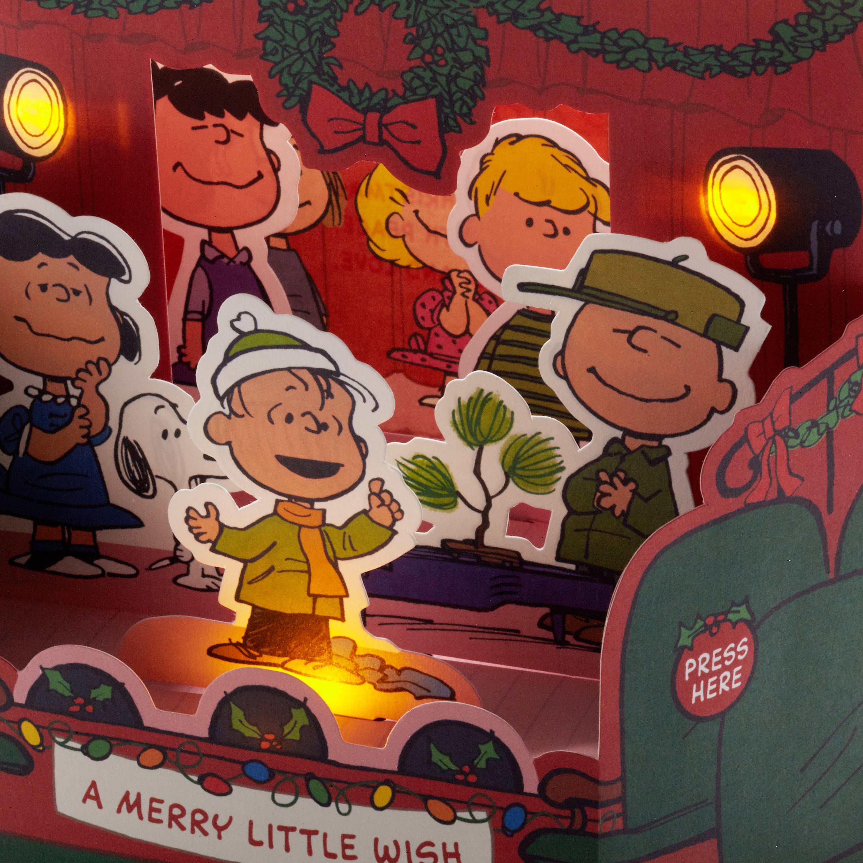 3D Pop-Up PEANUTS Light and Sound Christmas Card -| Hallmark UK