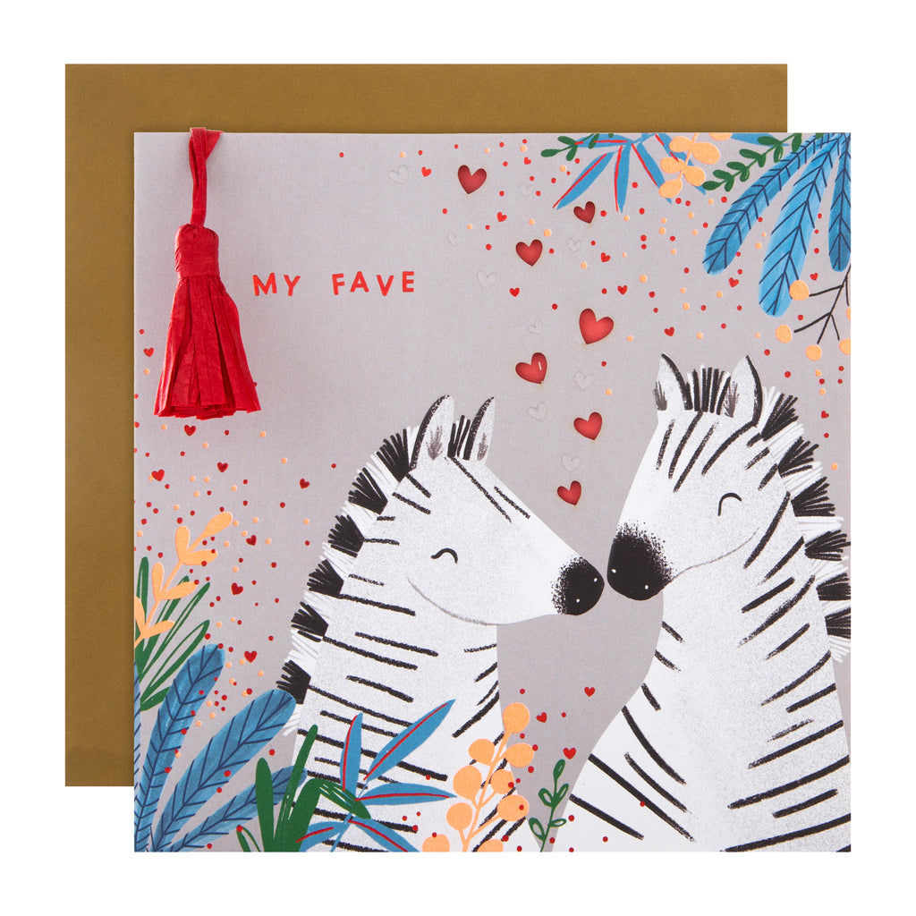 Valentine Card - Die-cut Zebra Design with Neon Inks