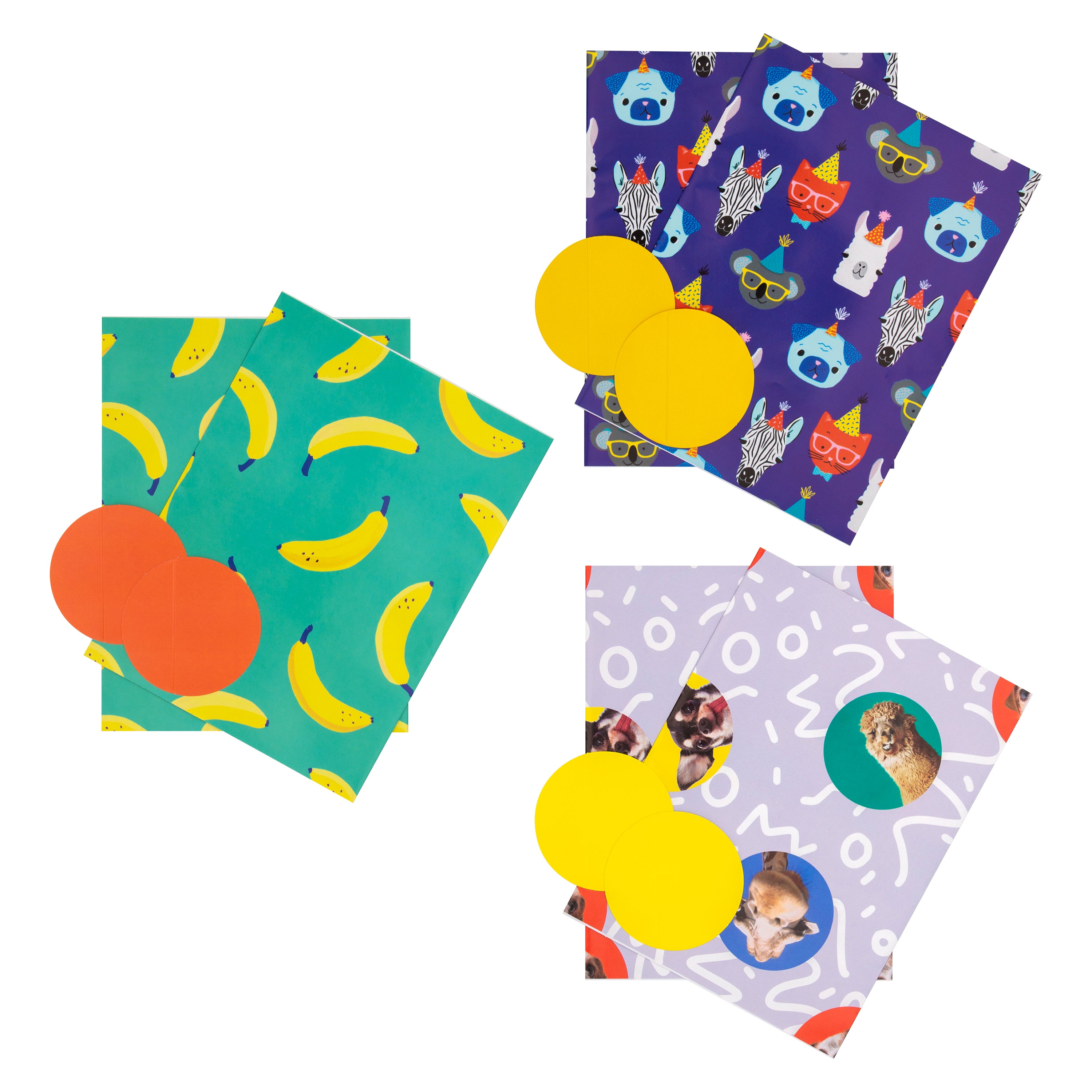 Any Occasion Wrapping Paper Gift Tag Pack Bundle 6 Sheets 6 Tags 3 Jazzy Patterned Designs
